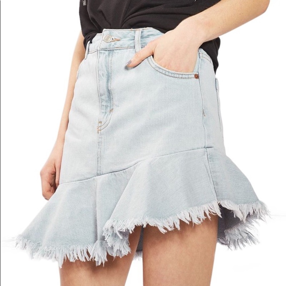 Topshop Asymmetrical Denim Skirt